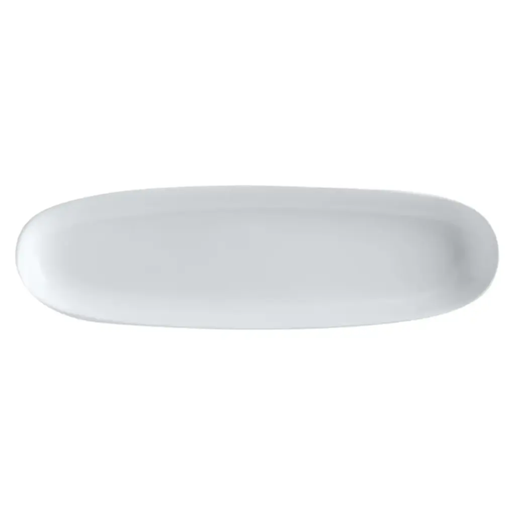 Long Ceramic Serving Platter White 12in