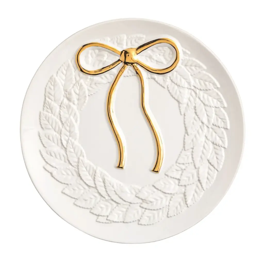 Gold Bow Wreath Serving Plate