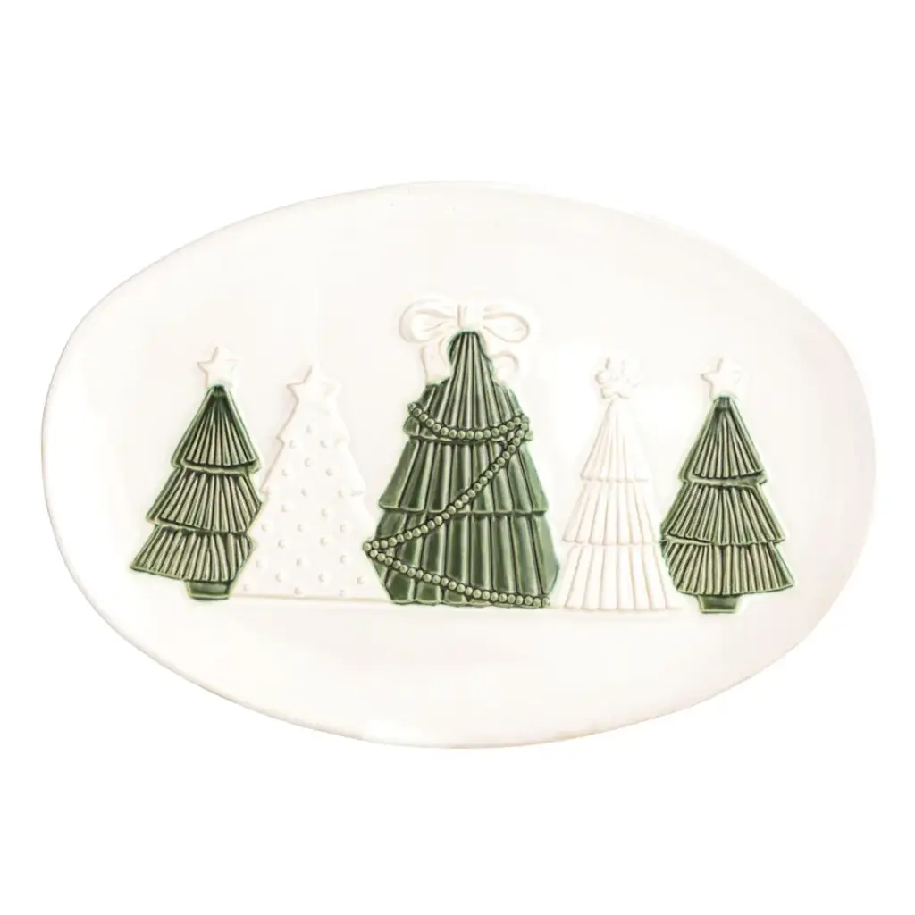 Christmas Tree Platter White