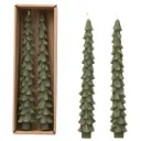 Unscented Tree Shaped Taper Candle Set Evergreen 10in 2pc