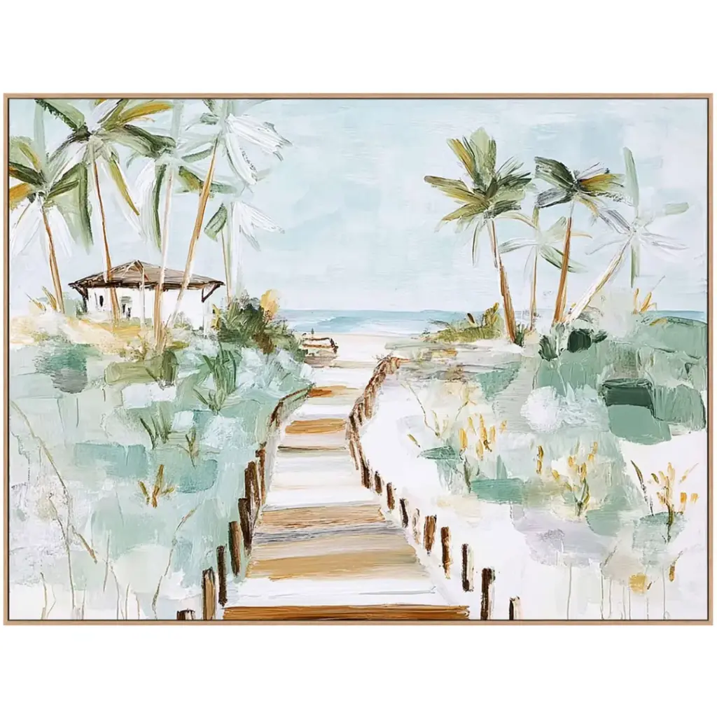 Seaside Path Framed Canvas Art 48x36in