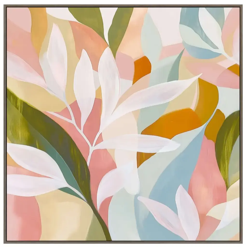 Blush Blooms II Framed Canvas Art 36x36in