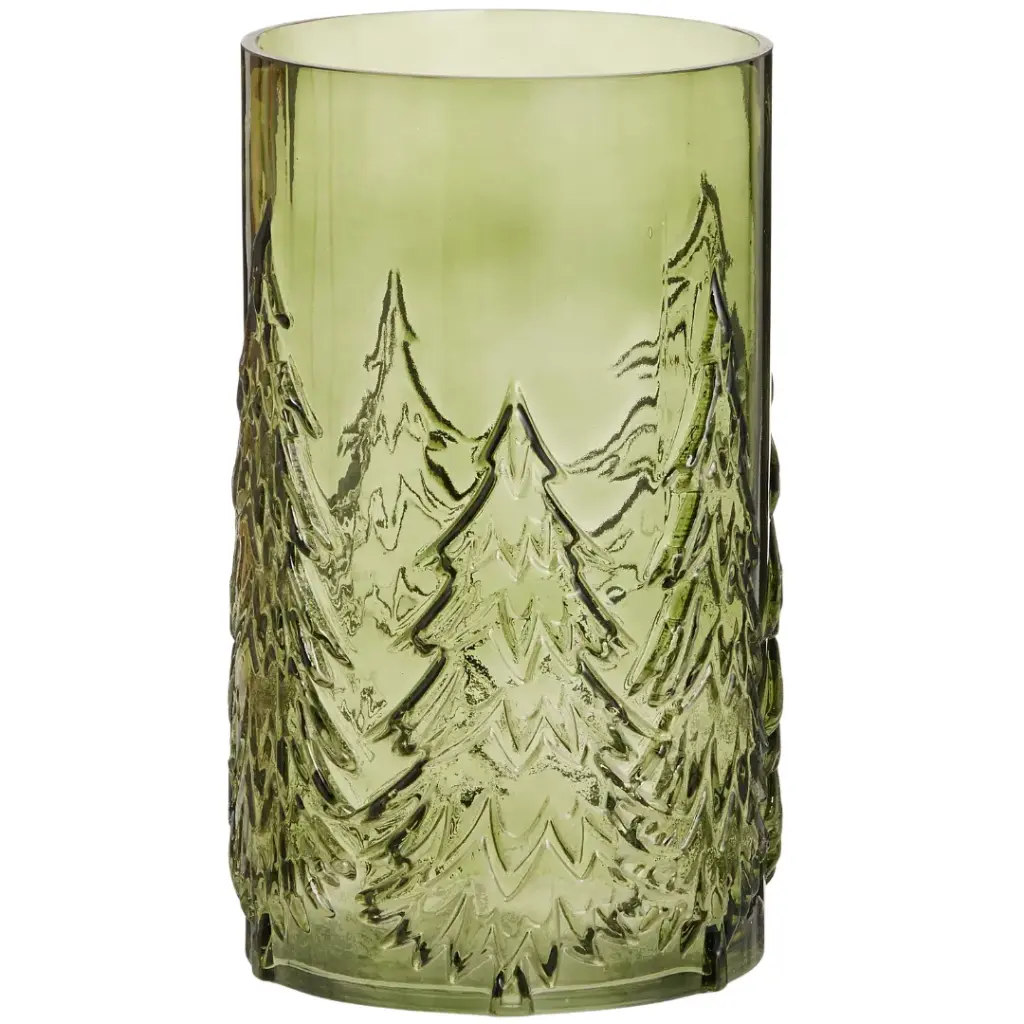 Glass Tree Container Green 11in