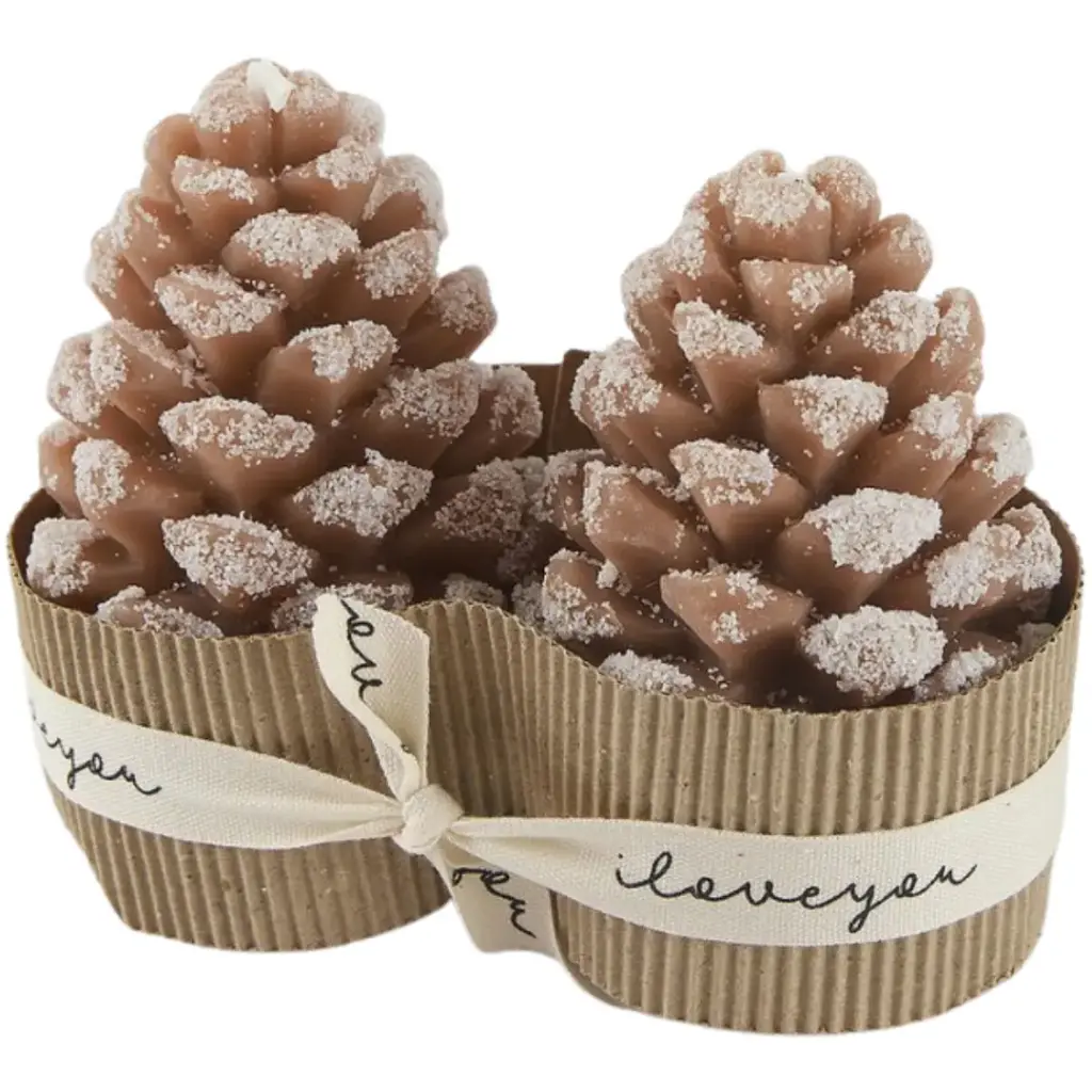 Pine Cone Shaped Candle Set Hazelnut 4in 2pc
