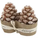 Pine Cone Shaped Candle Set Hazelnut 4in 2pc