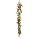 Garland with Poinsettia and Baubles Champagne & Silver 59in