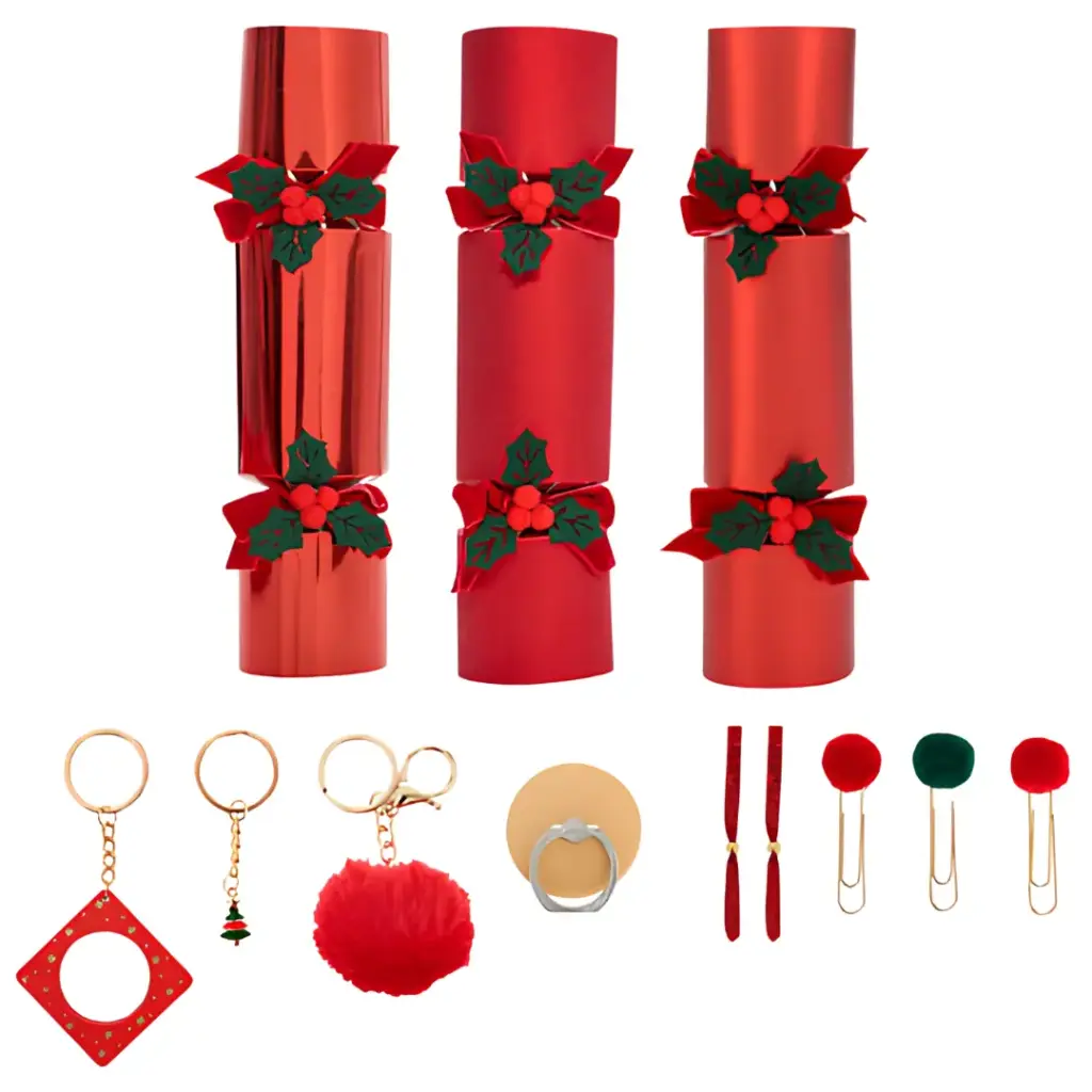 Holly Crackers Red 6pc
