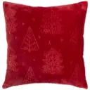 Pillow with Embroidered Trees Red 17x17in 