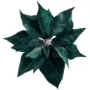 Velvet Poinsettia with Clip Green 9in