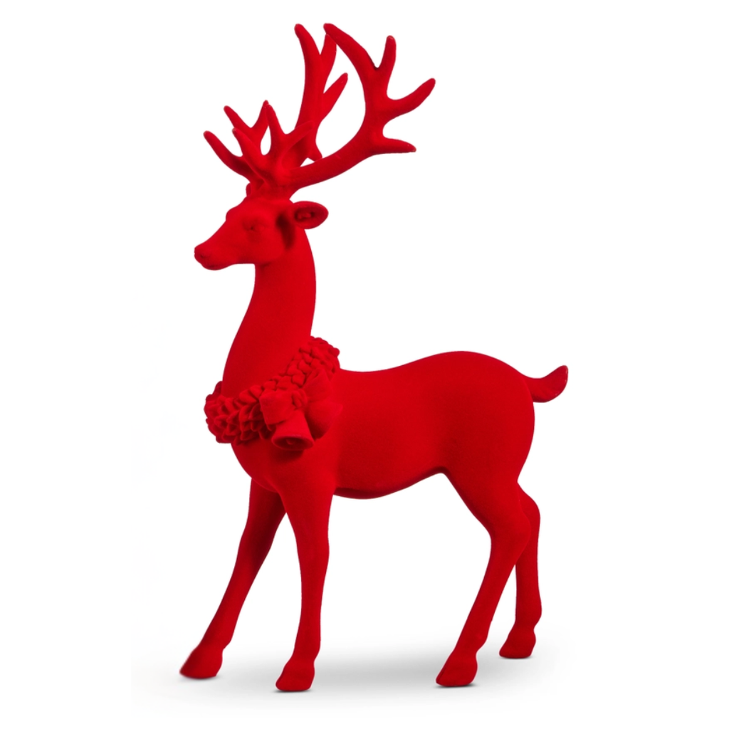 Flocked Deer Red 12.5in