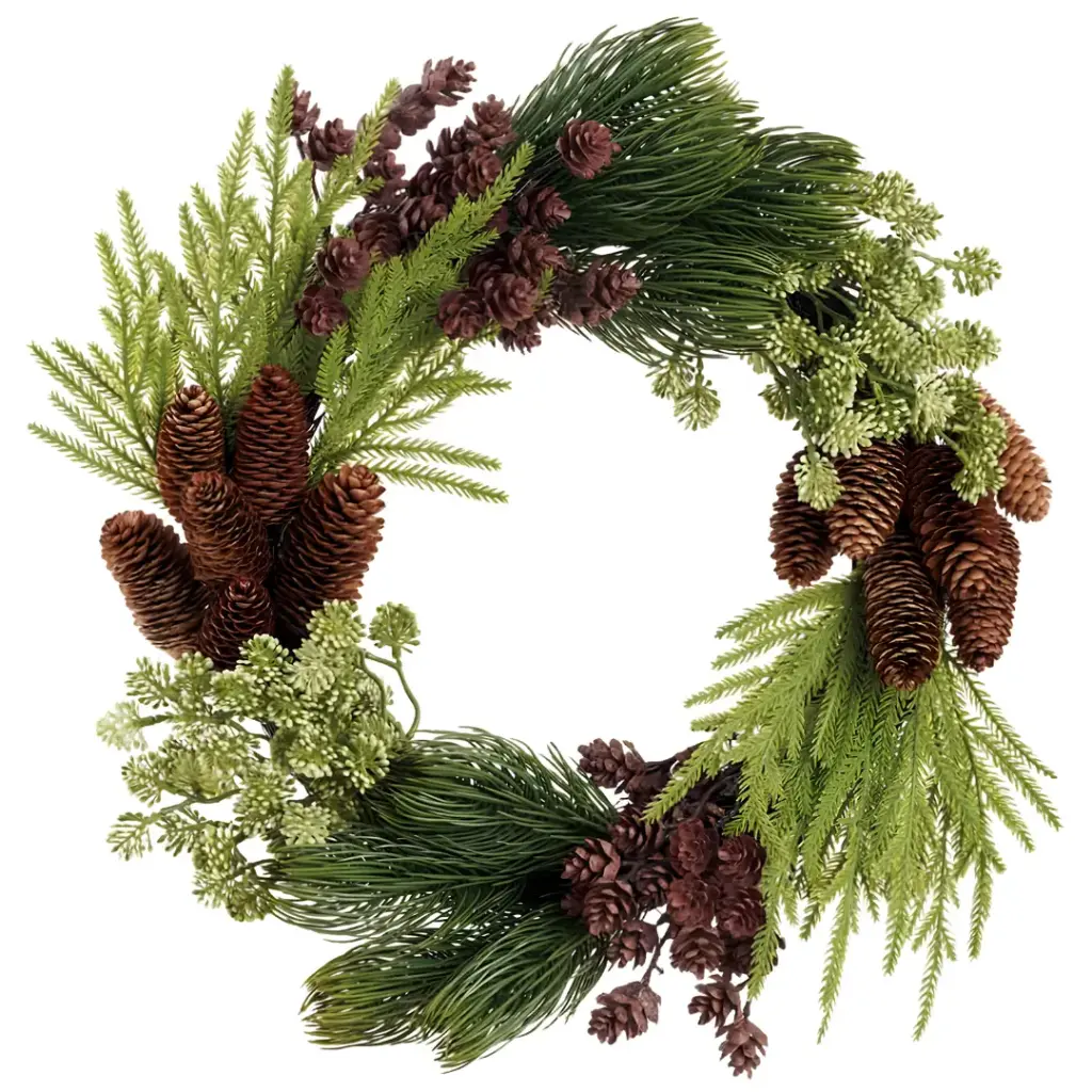 Pine Wreath with Pinecones 22in