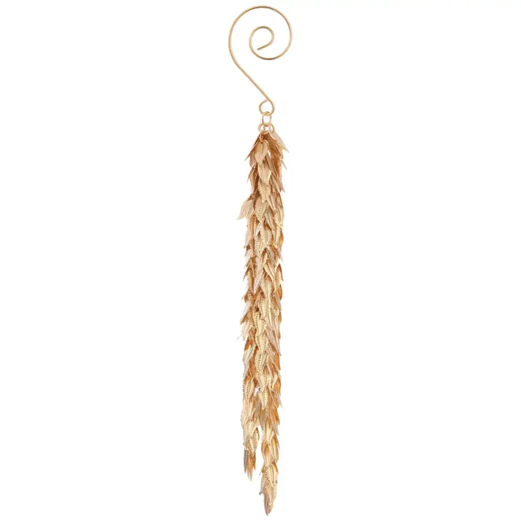 Metallic Leaf Tassel Ornament Gold 8in