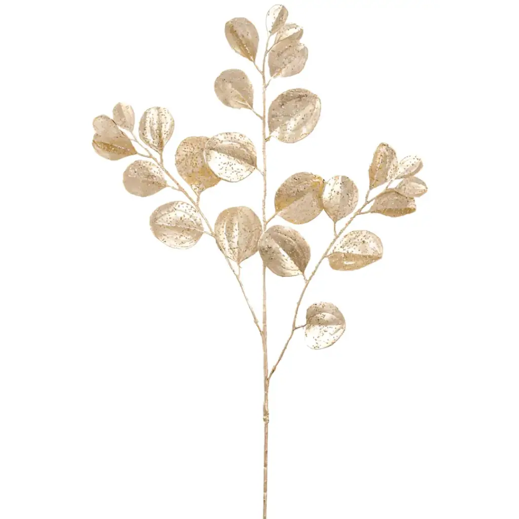 Glittered Eucalyptus Leaf Spray 26in