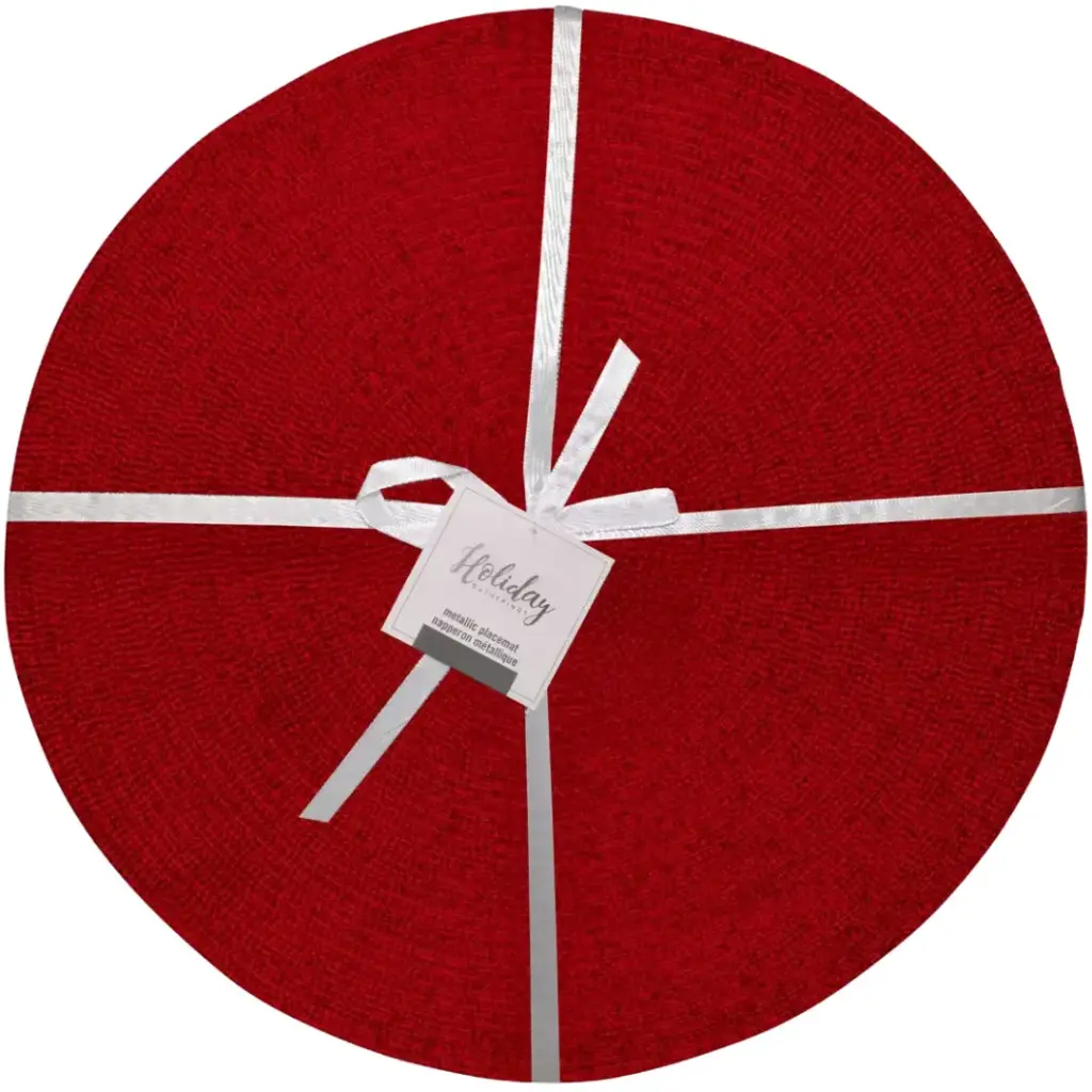 Metallic Round Placemat Red 4pc