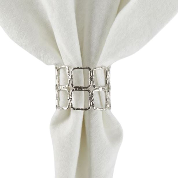 Double Square Silver Napkin Ring