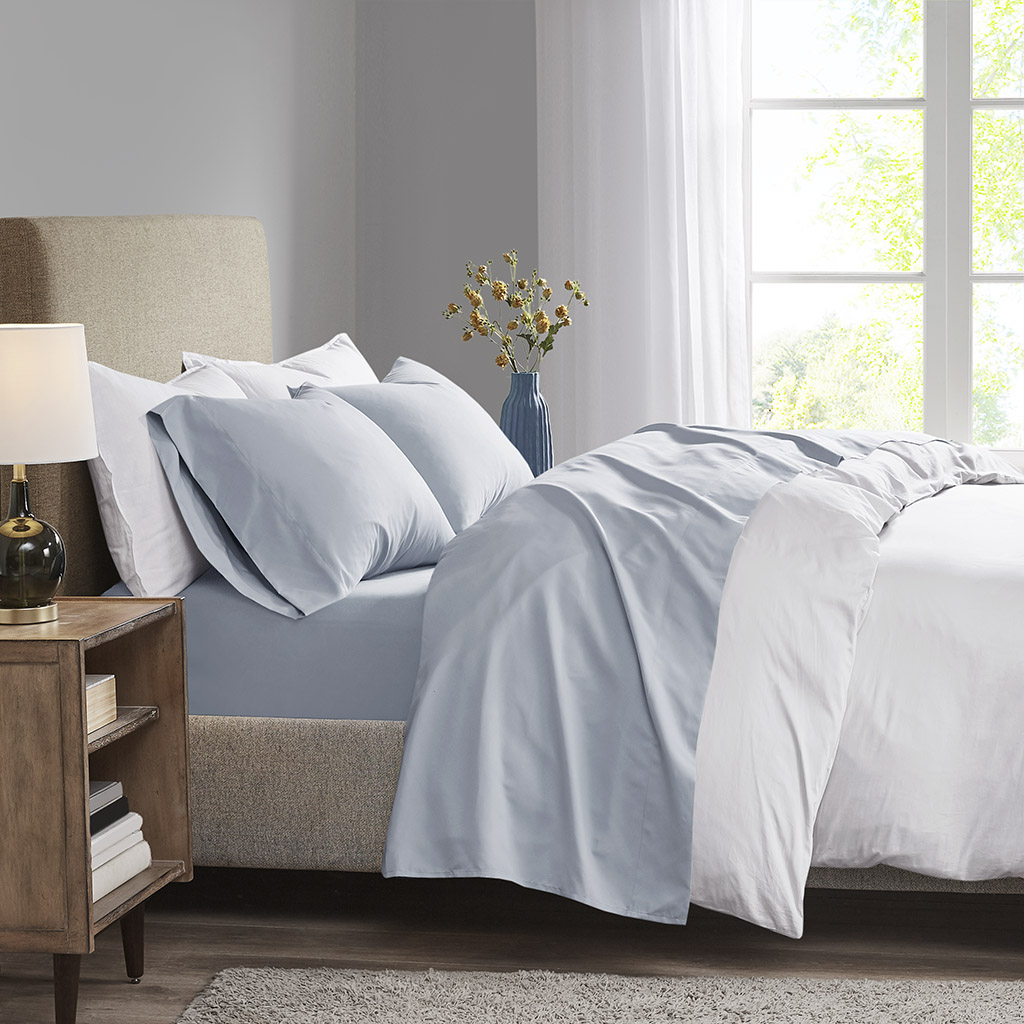 Microcell Sheet Set Queen Blue Roses