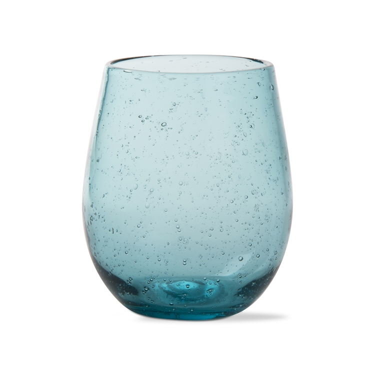 Bubble Glass Stemless Aqua