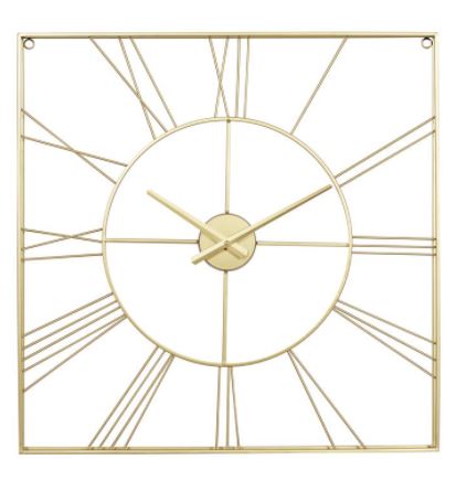 Gold Square Wall Clock 24in