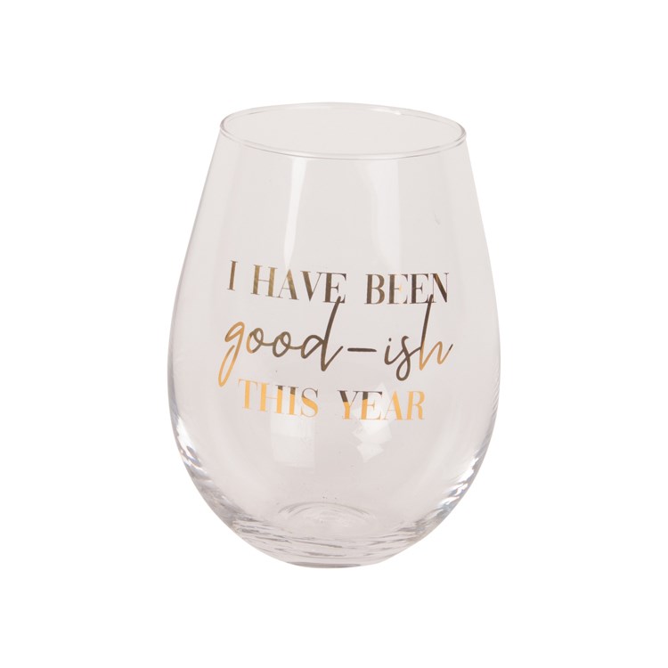 I've Been Goodish This Year Oversized Wine Glass Gold
