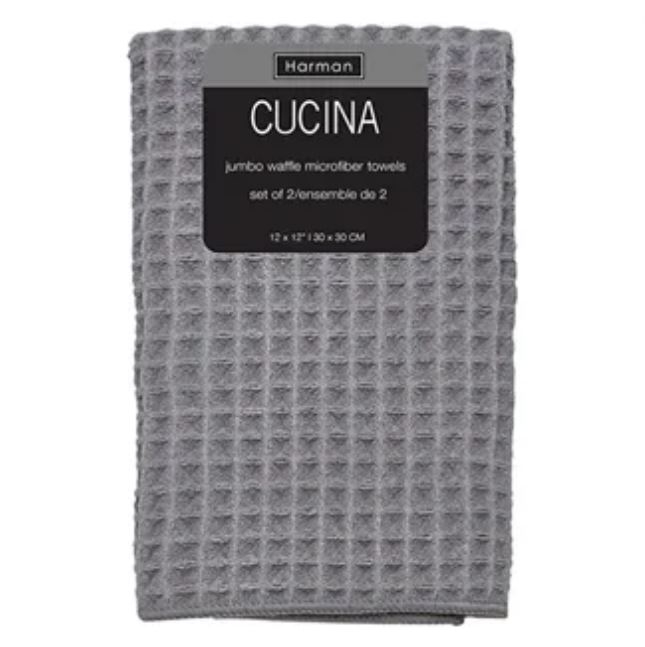 Cucina Jumbo Waffle Kitchen Towel Set of 2 Grey