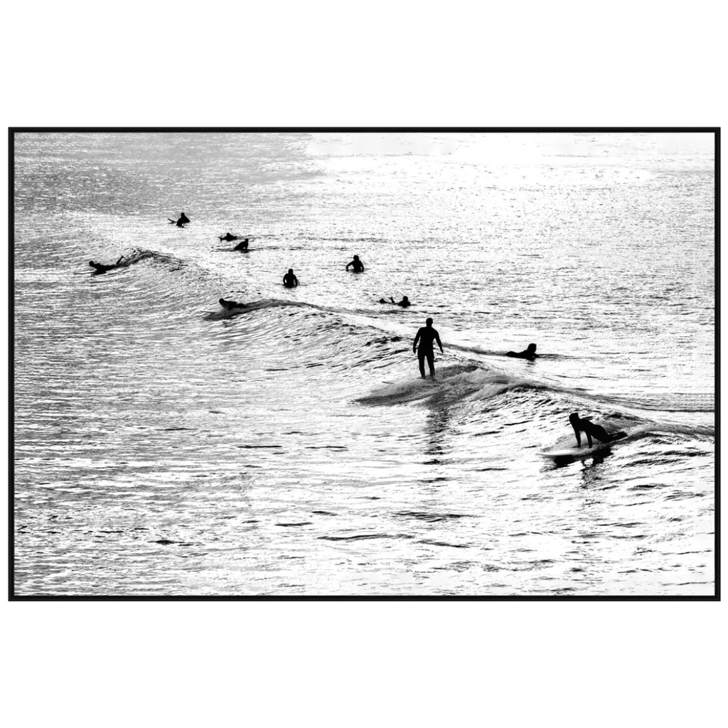 Surfers II Framed Print on Tempered Glass 48x32in