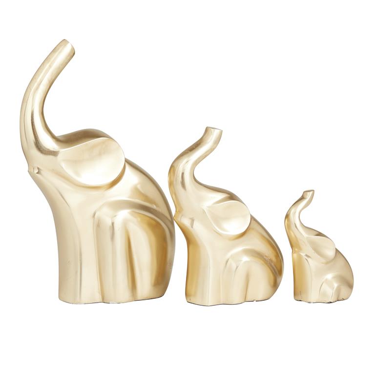 Gold Elephant Sculpture Set 3-Piece