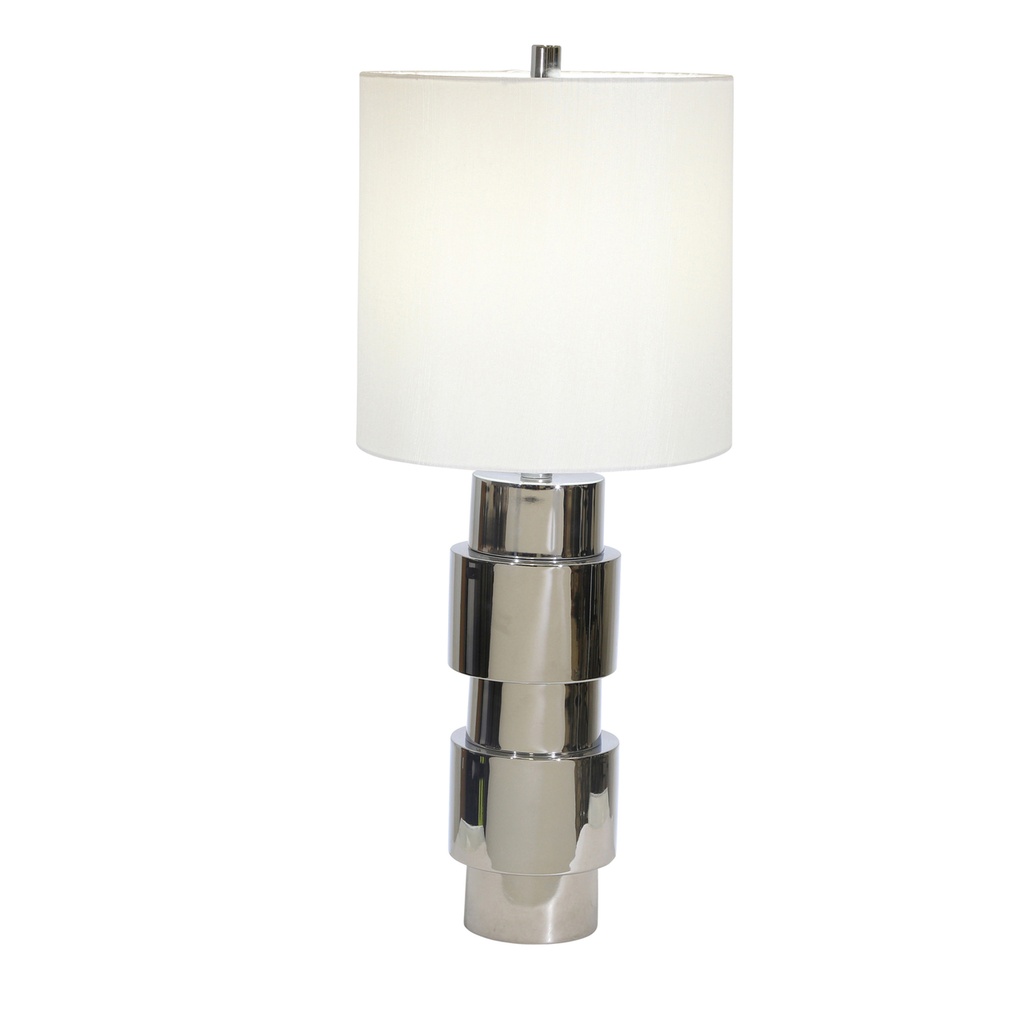 Silver Stacked Cylinder Table Lamp 30in