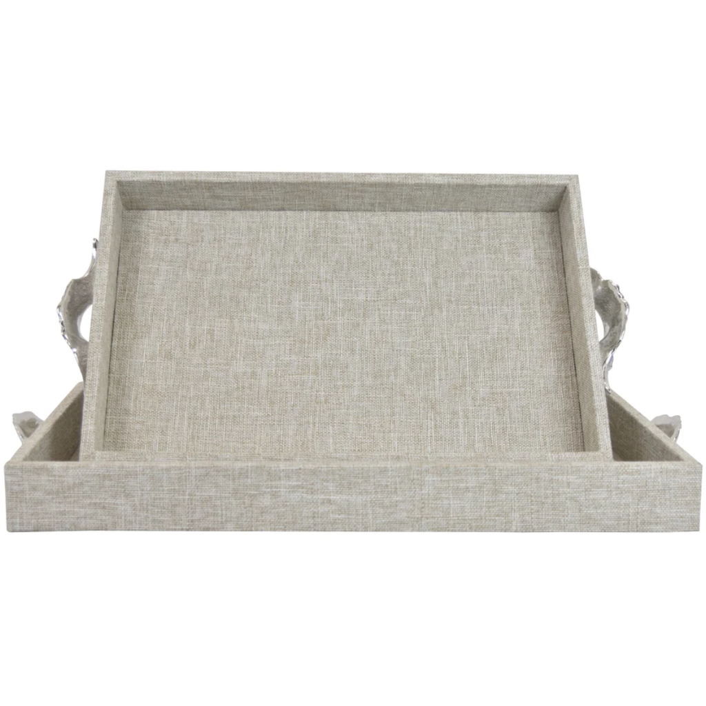 Grey Linen Tray Large