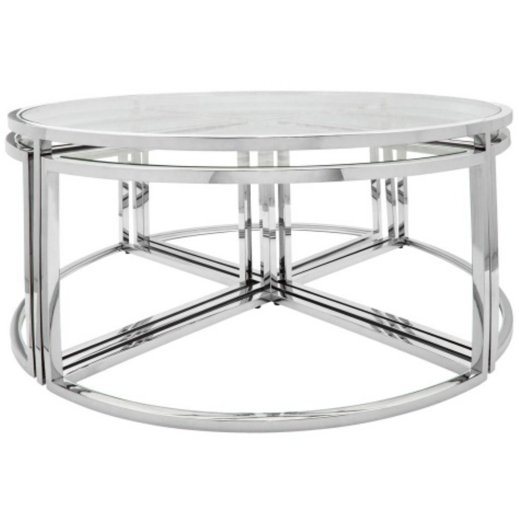Metal Pull Out Coffee Table Silver