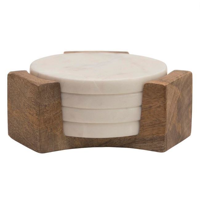 Marble Coasters with Holder Set of 5