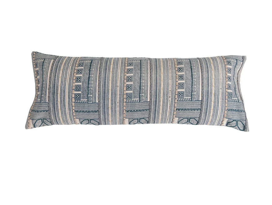 Oversized Lumbar Pillow with Embroidery 40x14in