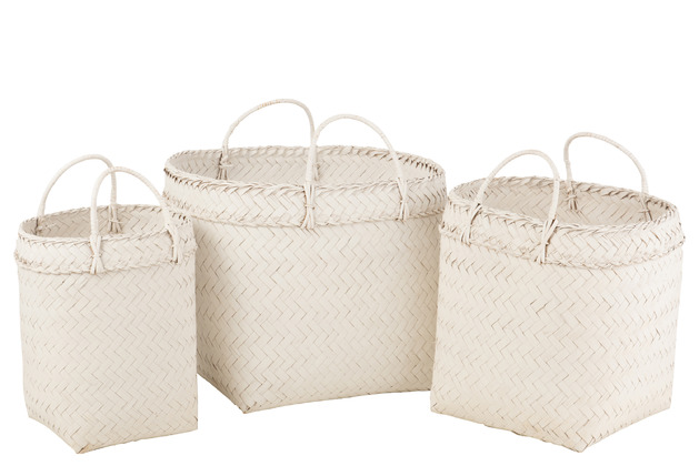 Square Rattan Basket White 18in