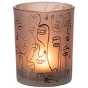 Happy Faces Glass Candleholder Terracotta 5in