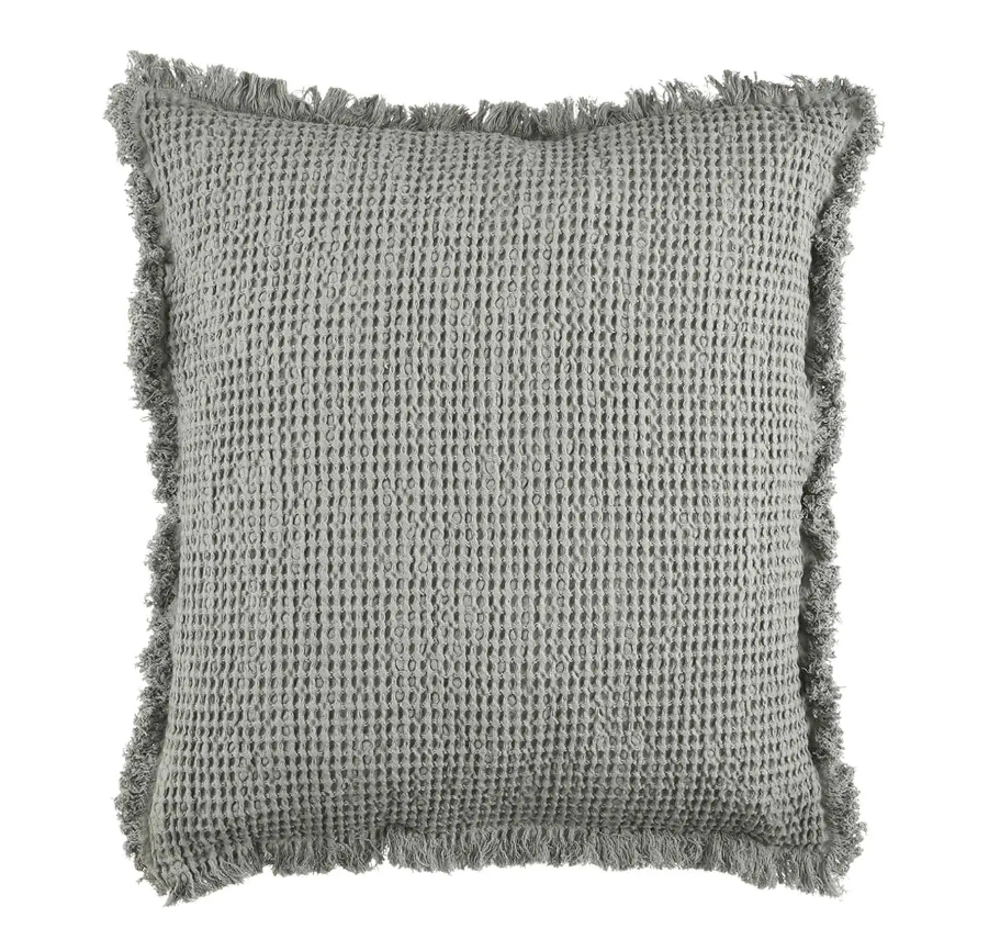 Grey Waffle Weave Pillow 25in