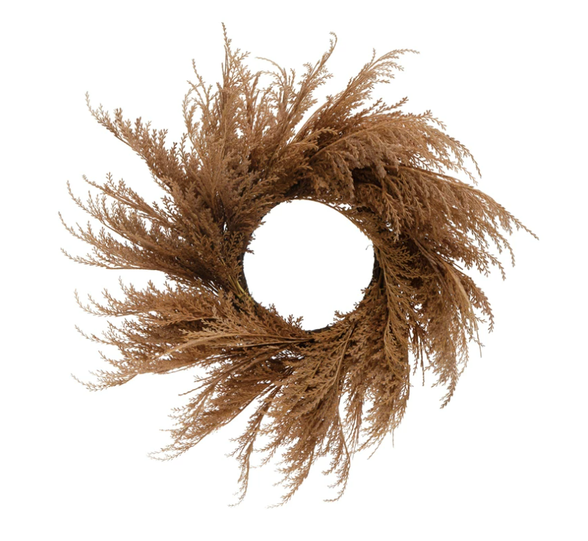Faux Pampas Grass Wreath Blush 28in