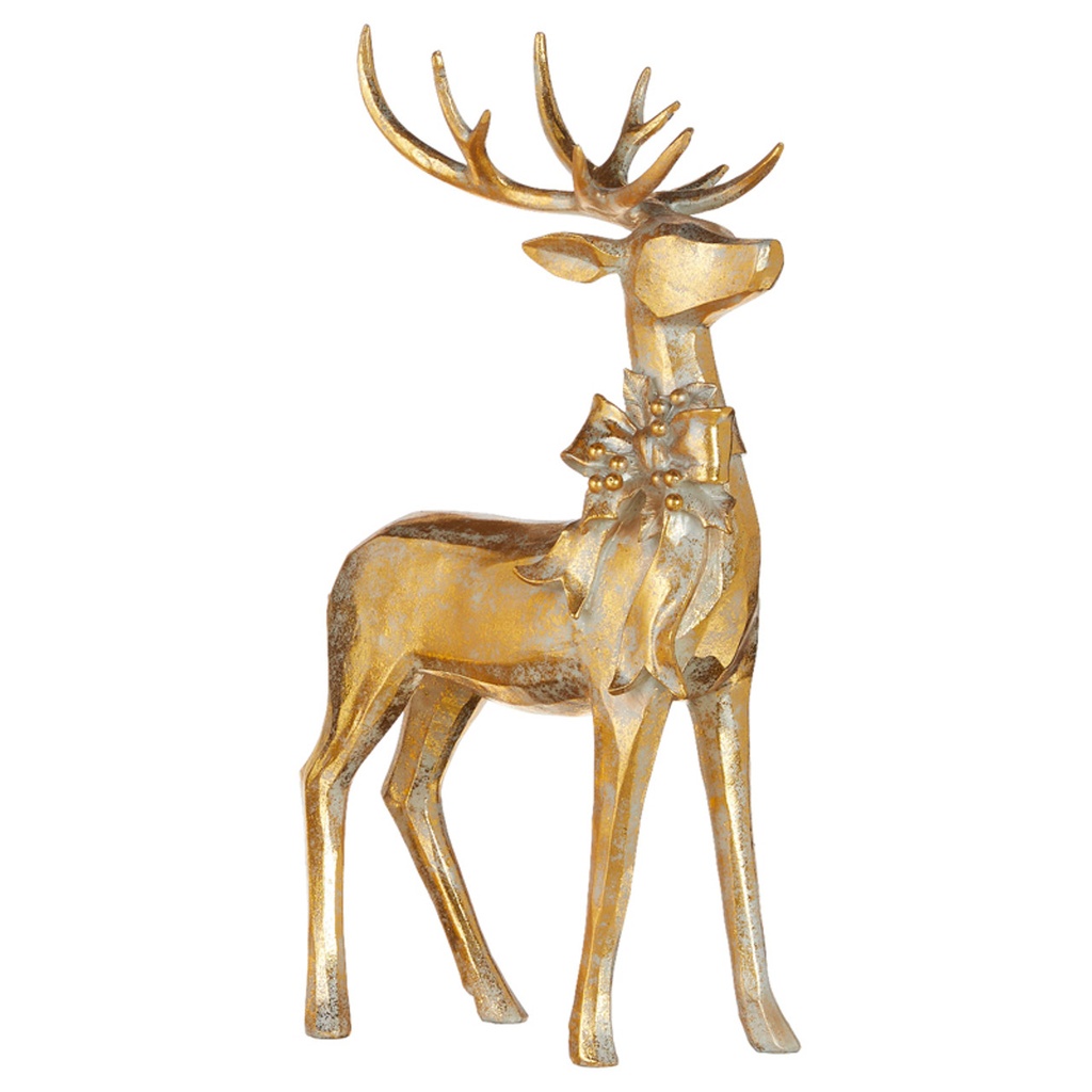 Aged Deer with Bow Gold 16.75in