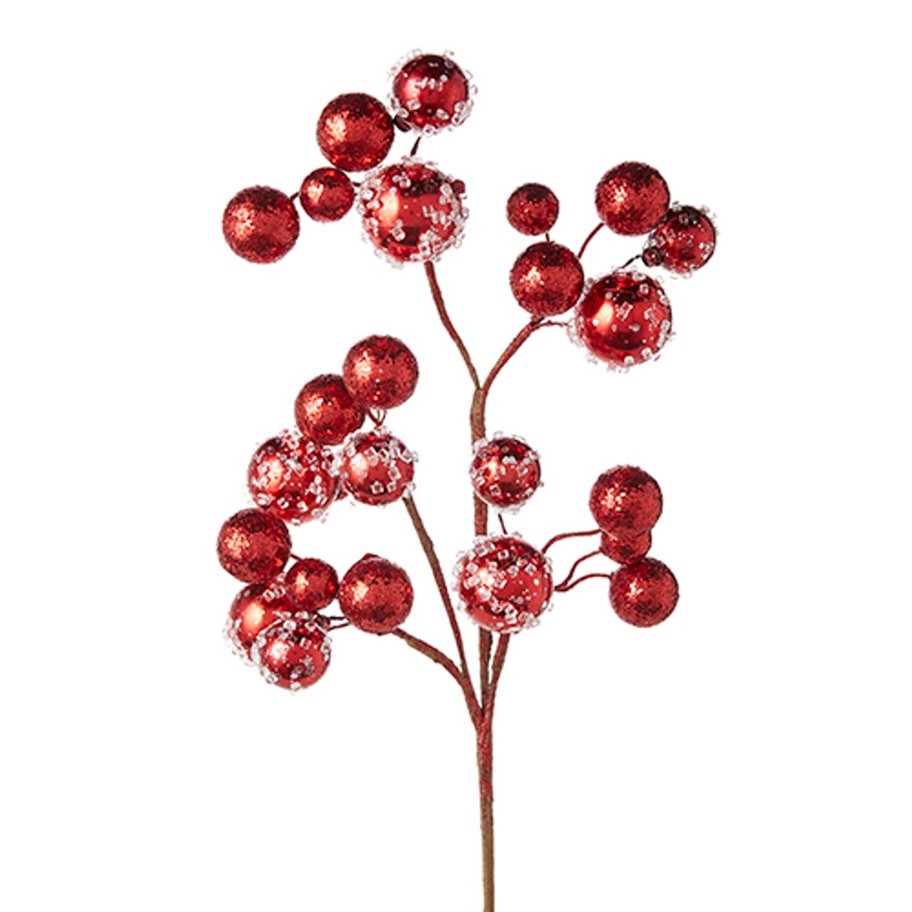 Red Iced Ball Spray 27in