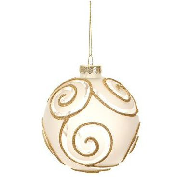 Glittered Swirl Glass Ball Ornament 4in