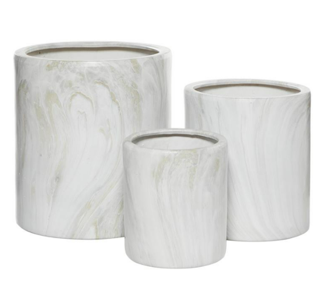 Marble Ceramic Planter 9in