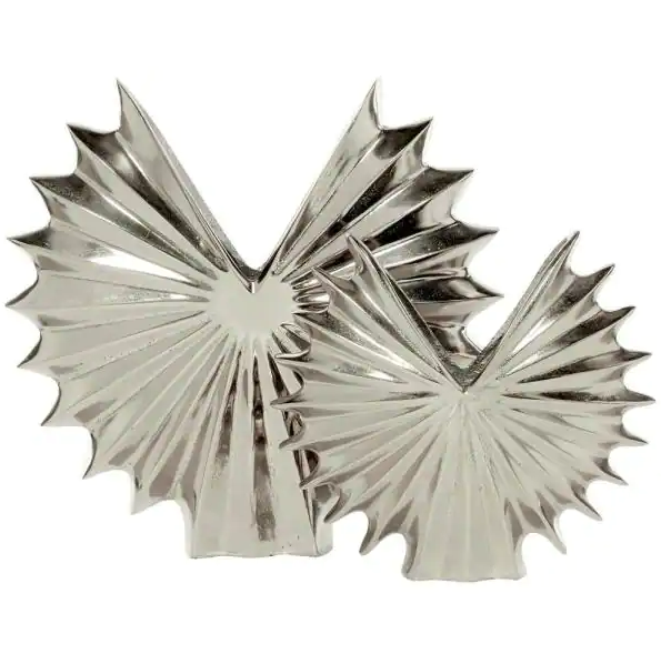 Silver Aluminum Fan Vase 11in