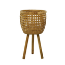Woven Basket Planter With Wood Legs 20in