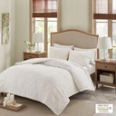 Bahari Tufted Cotton Chenille Palm Comforter Queen Set Off White 3 pc