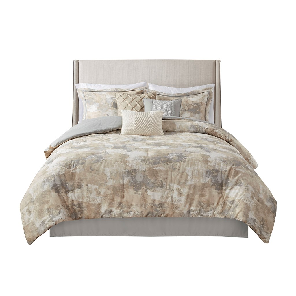 Beacon Comforter Queen Set Grey 7 pc
