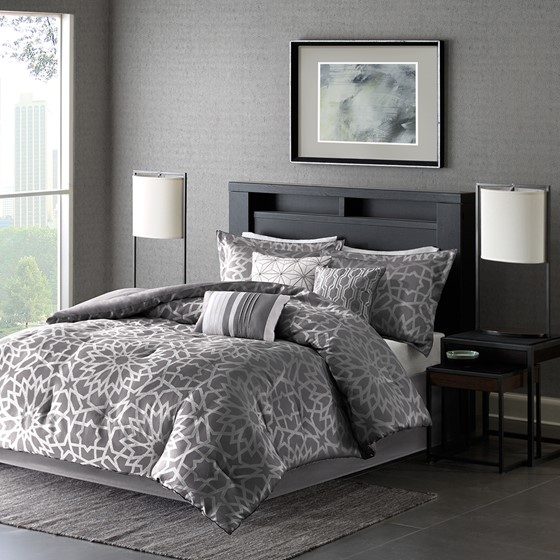 Carlow 7 Piece Comforter King Set Grey