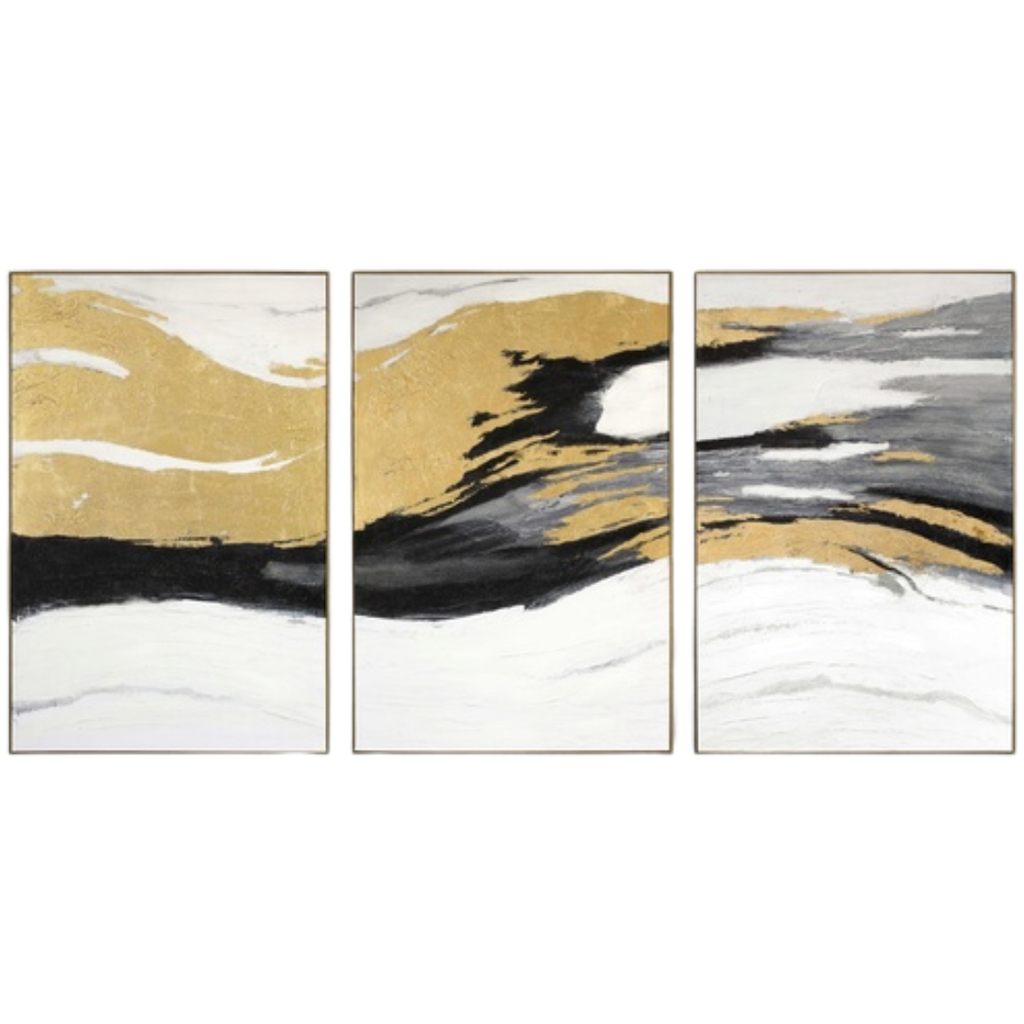 Abstract Wave Framed Canvas Set  36WX54H
