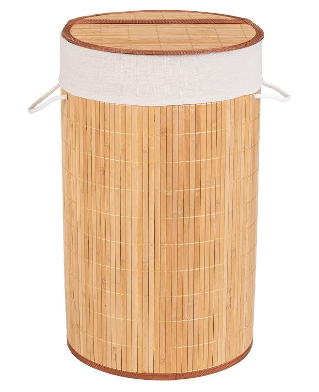 Natural Bamboo Round Laundry Bin