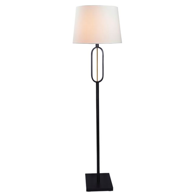 Metal Oval Accent Floor Lamp Black and Gold 60in