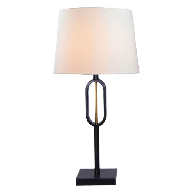 Metal Oval Accent Table Lamp Black and Gold 26in