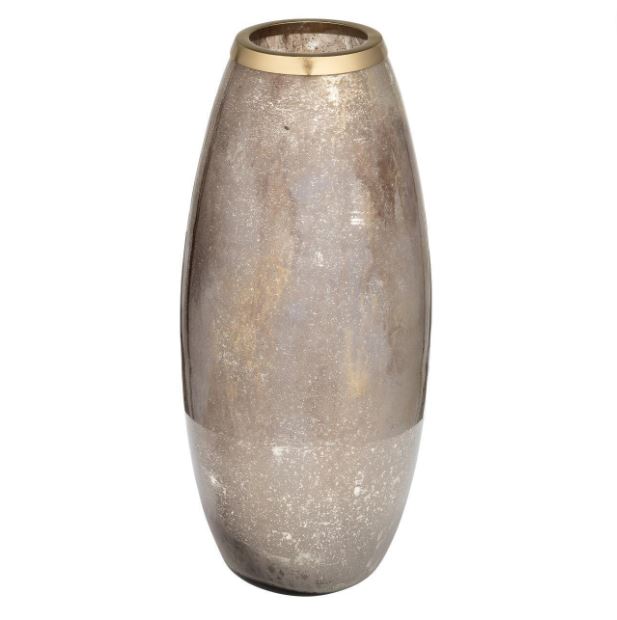 Glass Metal Ring Vase Champagne 18in