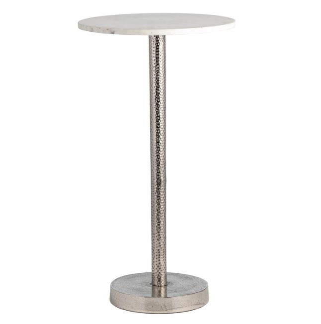 Metal Round Flat Base Drinking Table Silver 24in